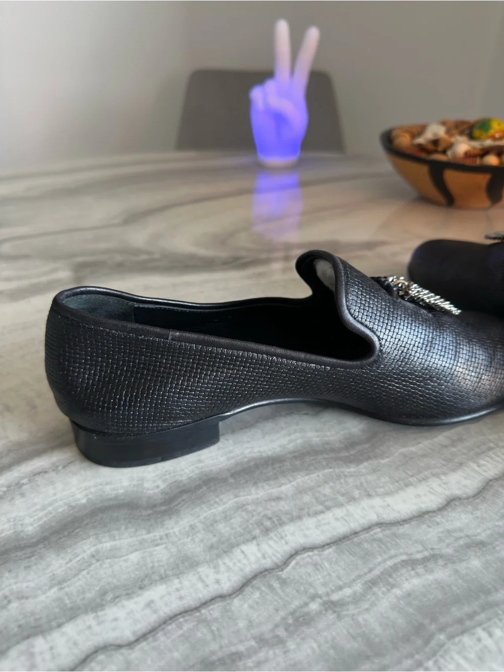 Giuseppe Zanotti Black Basketweave Leather Venetian Loafers